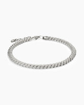 Sculpted Cable Necklace in 18K White Gold with Diamonds, 8.5mm